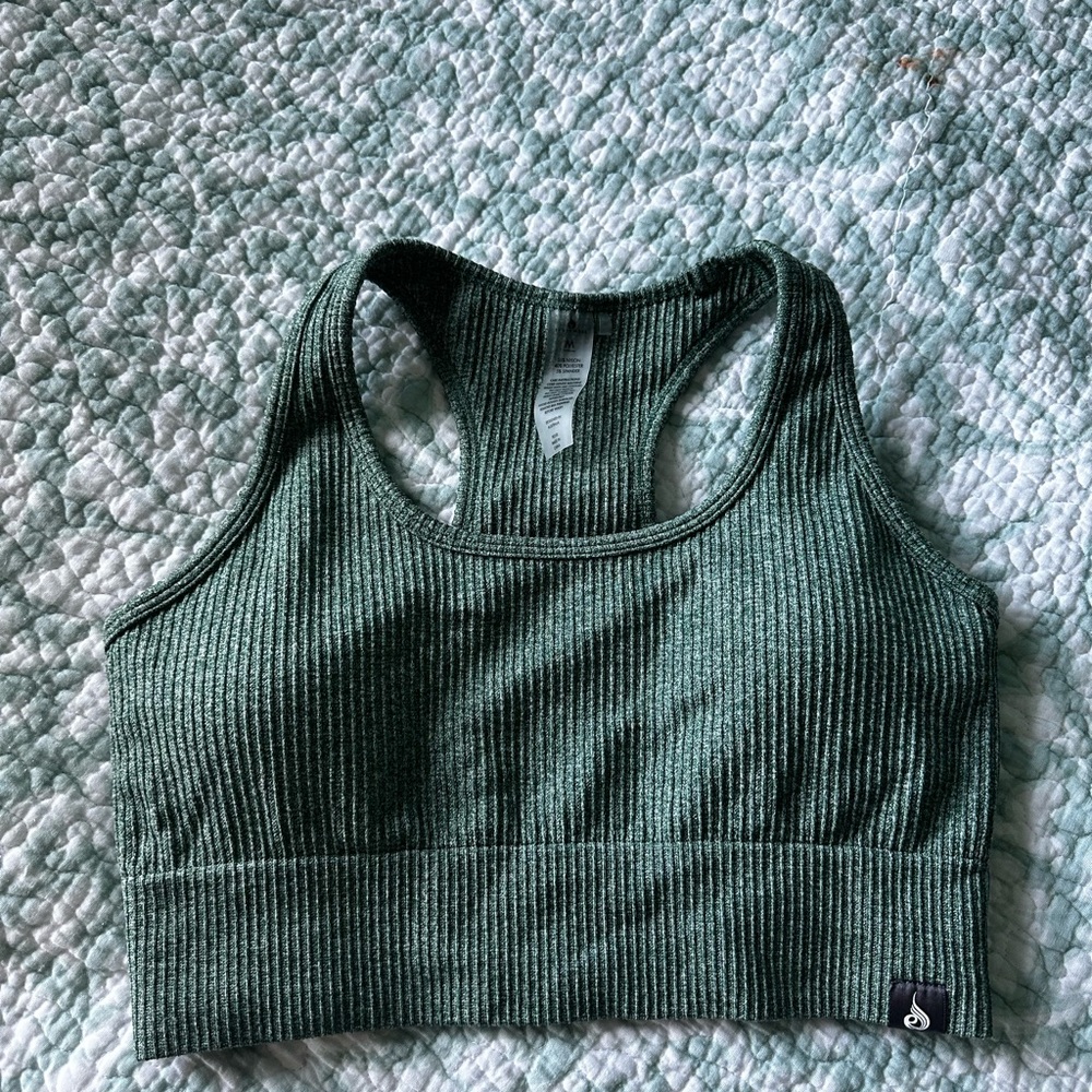 Ryderwear - Rib Seamless Sports Bra - Green Marl - M - NWOT